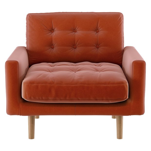 Buy Habitat Fenner Velvet Chair - Orange | Armchairs and chairs | Argos