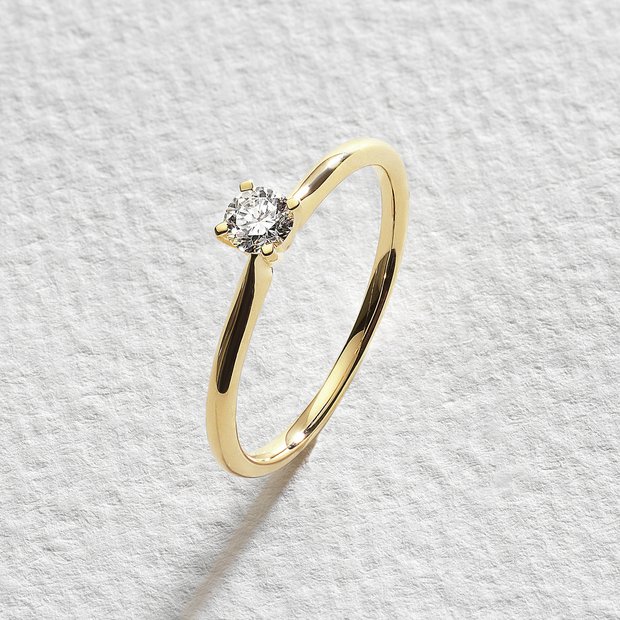 Buy Pure Brilliance 9ct Yellow Gold 0.25ct Diamond Ring Size K