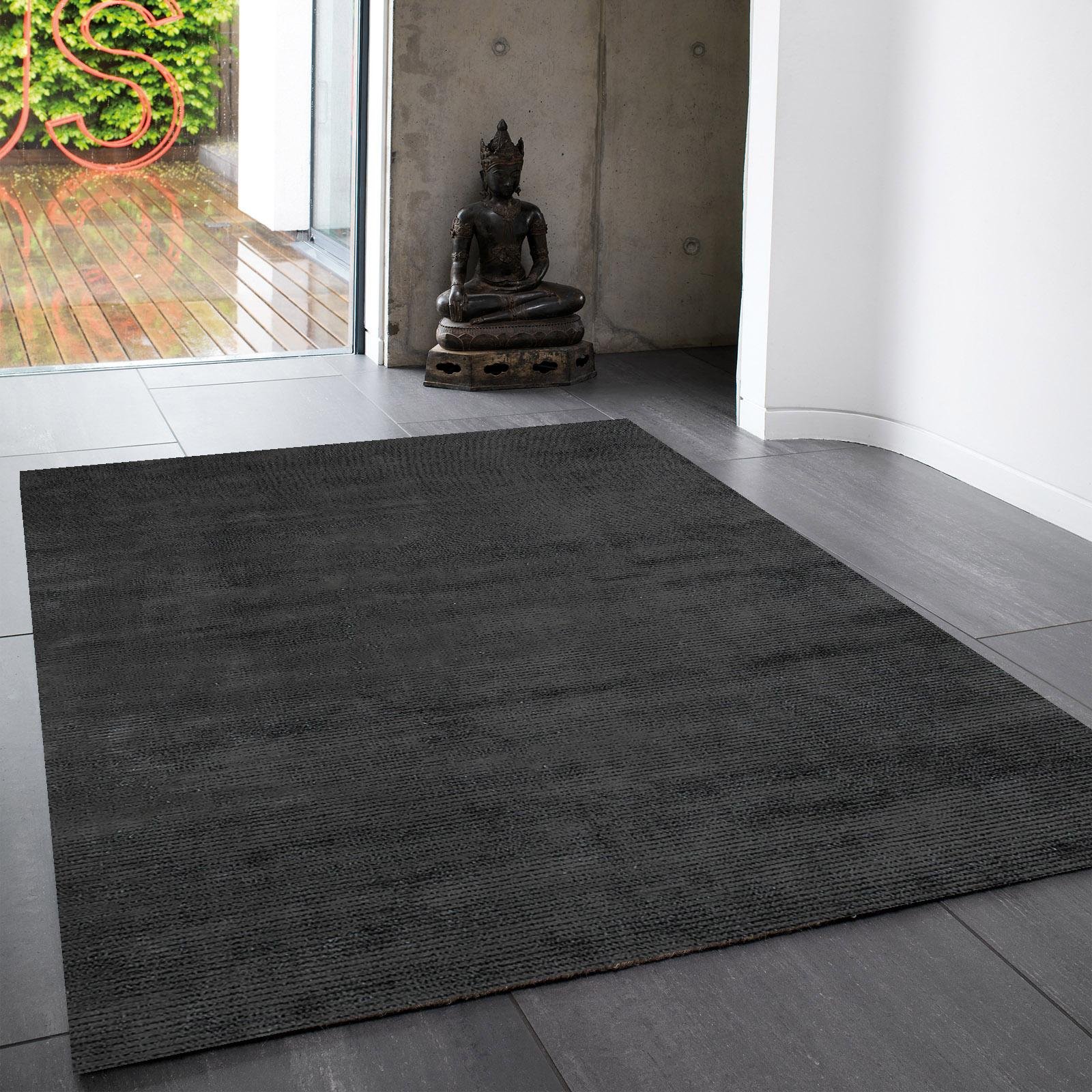 Mega Flooring Black Handmade Plain Rug - 100 x 150cm