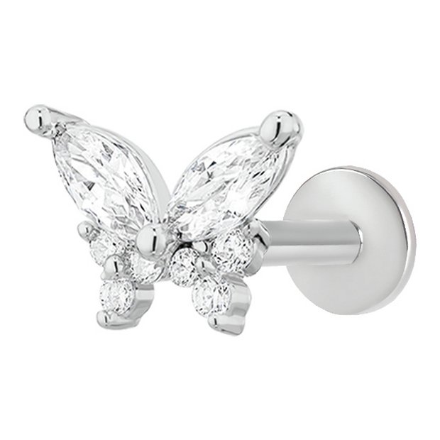 Buy With Bling Silver Coloured Butterfly Stack Ear Stud Womens