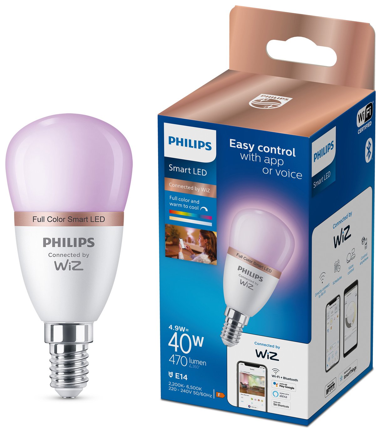 Philips Wiz E14 Colour Smart LED Wi-Fi Mini Globe