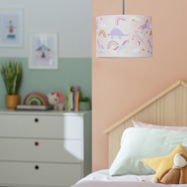 Buy Habitat Kids Unicorn Dino Printed Shade - Multicoloured | Lamp shades | Argos