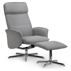 Julian Bowen Aria Fabric Recliner Chair with Footstool- Grey
