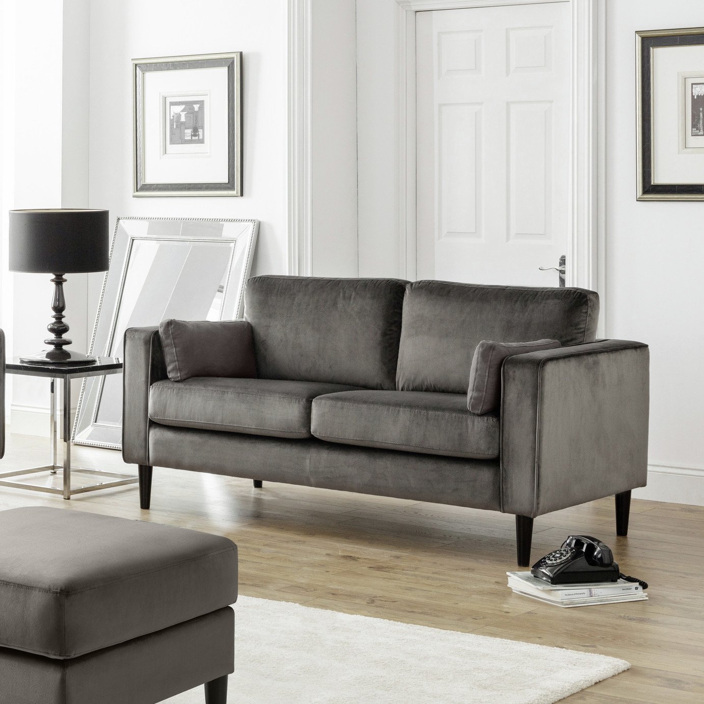 Julian Bowen Hayward Velvet 2 Seater Sofa - Grey