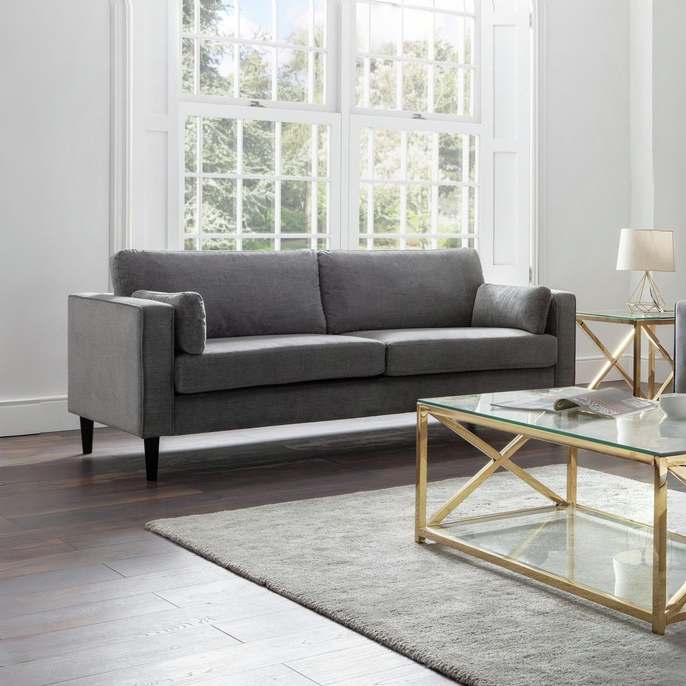 Julian Bowen Hayward Fabric 3 Seater Sofa - Grey