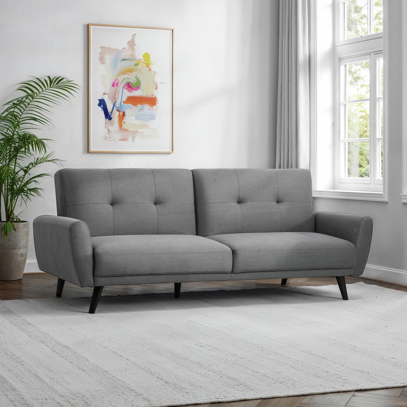 Julian Bowen Monza Clic Clac Fabric Sofa Bed - Grey
