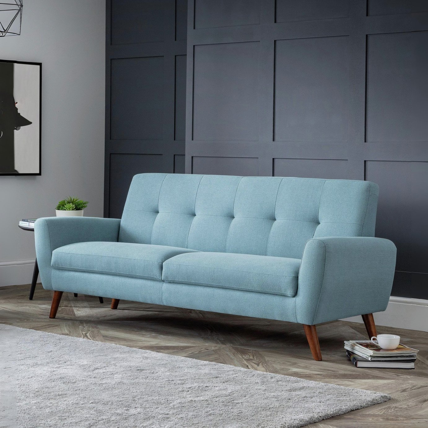 Julian Bowen Monza Fabric 3 Seater Sofa - Blue