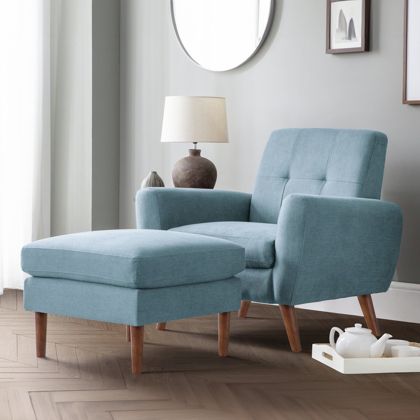 Julian Bowen Monza Fabric Armchair - Blue