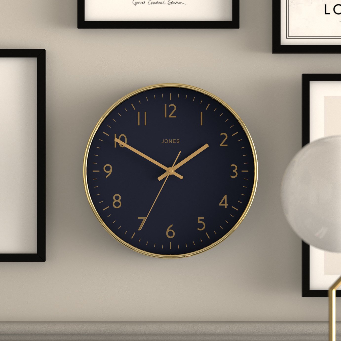 Jones Clocks Studio Analogue Wall Clock - Gold 