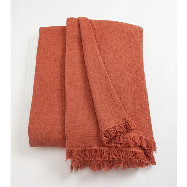 Buy Habitat Cotton Plain Textured Throw - Terracotta - 150x200cm | Blankets and throws | Argos