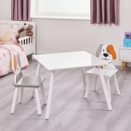 Liberty House Kids Cat And Dog Table & 2 Chairs - White 