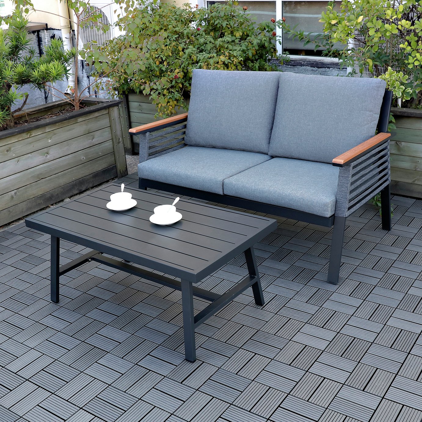 WORKPRO Decking Tiles Dark Grey 4 Pieces - 30 x 30 cm