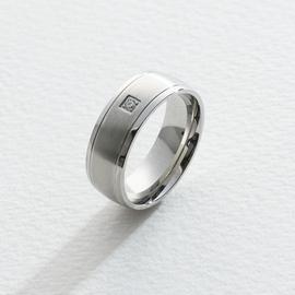 Revere Men's Stainless Steel Cubic Zirconia Ring