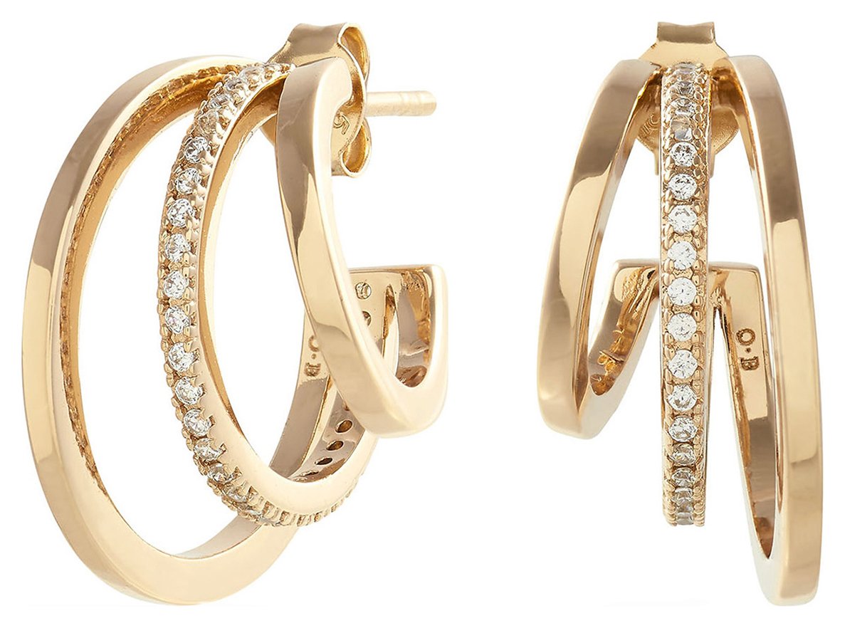 Olivia Burton 18ct Gold Plated Cubic Zirconia Hoop Earrings