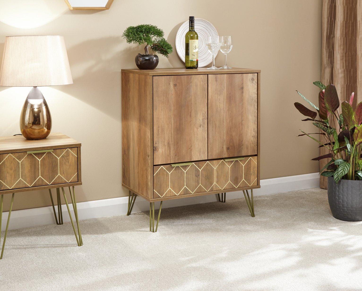 GFW Orleans 2 Door Wine Cabinet - Mango Wood Effect