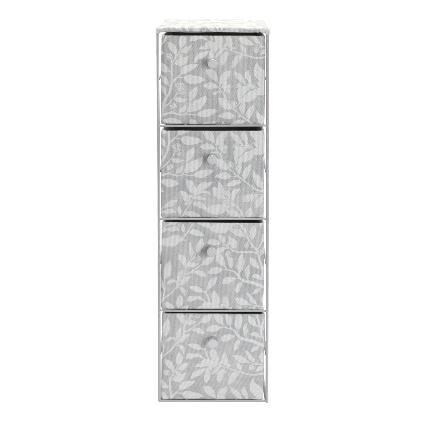 Argos Home 4 Drawer Fabric Bathroom Storage Unit - Grey Leaf