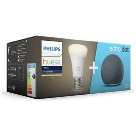 Amazon Echo Dot (4th Gen) with Philips Hue E27 Smart Bulb