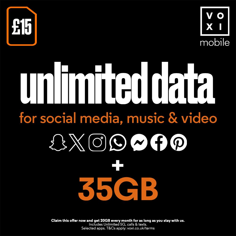 VOXI 35GB 30 Day Pay As You Go SIM Card