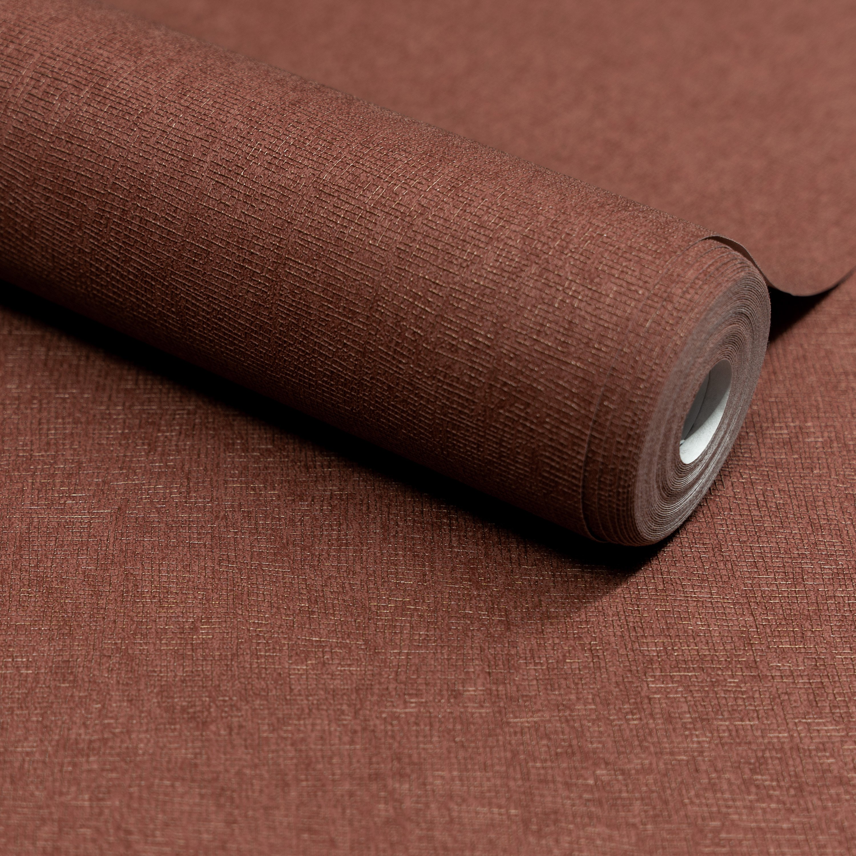 Grandeco Boutique Atogo Semi Plain Woven Effect Embossed Wallpaper - Red