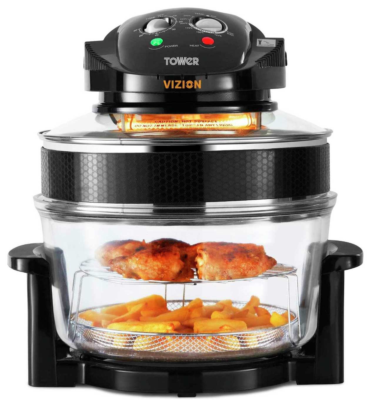 Tower T14048 Vizion Halogen Airwave Low Fat Air Fryer -Black