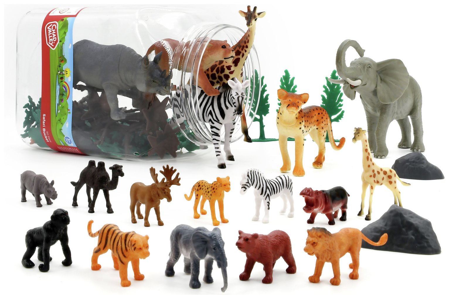 Chad Valley Safari Toy Animals Bucket-50 Pieces