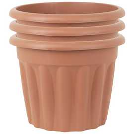 Wham 40cm Round Vista Plastic Planter - Set of 3, Terracotta