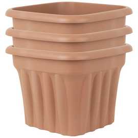 Wham 40cm Square Vista Plastic Planter- Set of 3, Terracotta