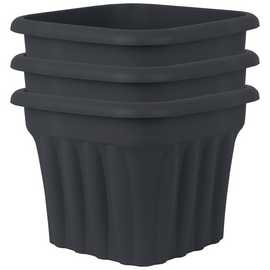 Wham 40cm Square Vista Plastic Planter - Set of 3, Slate
