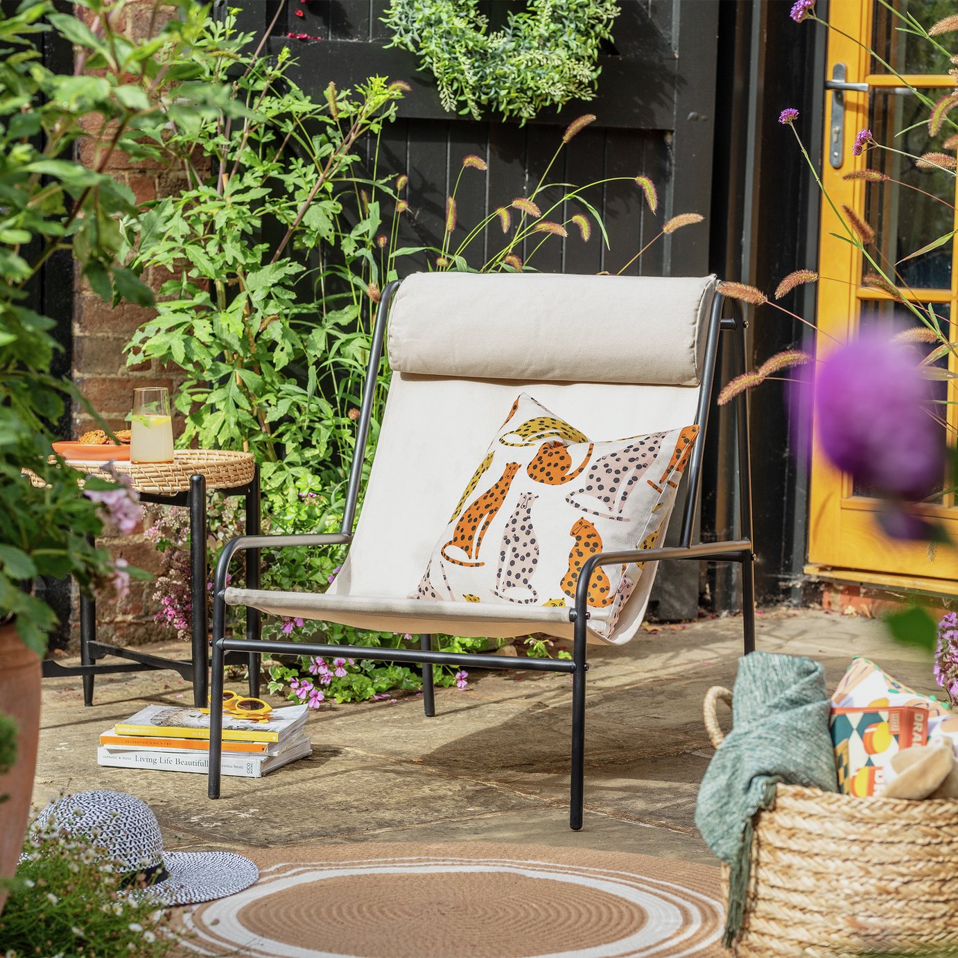 Habitat Teka Metal Garden Chair - Cream