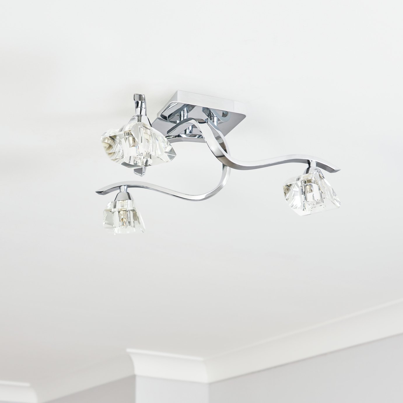BHS Scorpio Glass Flush Ceiling Light - Silver