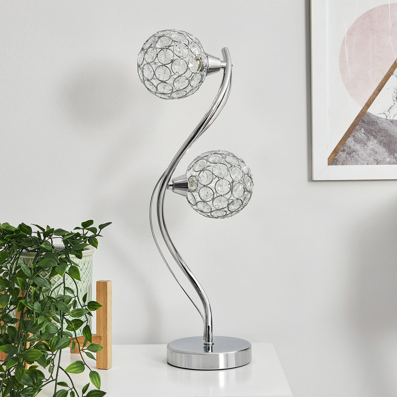 BHS Orchid 2 Light Table Lamp - Silver