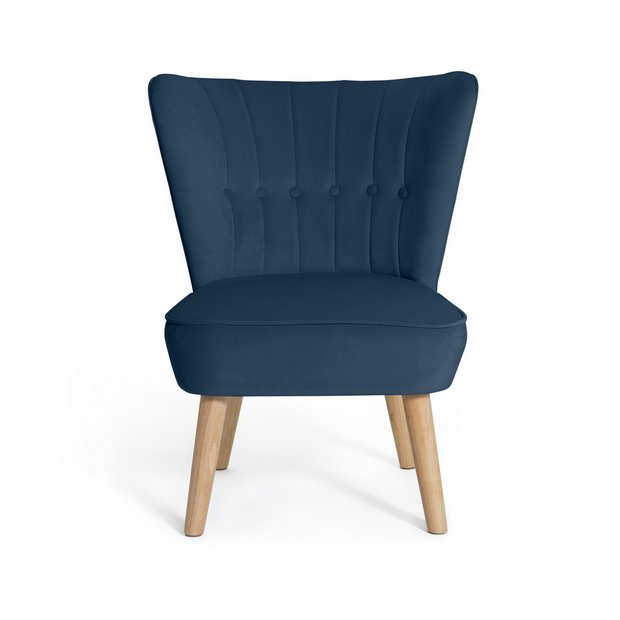 Blue velvet store cocktail chair