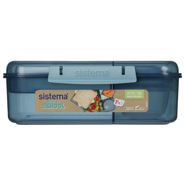 Sistema Bento Box To Go Lunch Box With Yoghurt/Fruit Pot 1.25 L Square  Bpa-Free Minty Teal