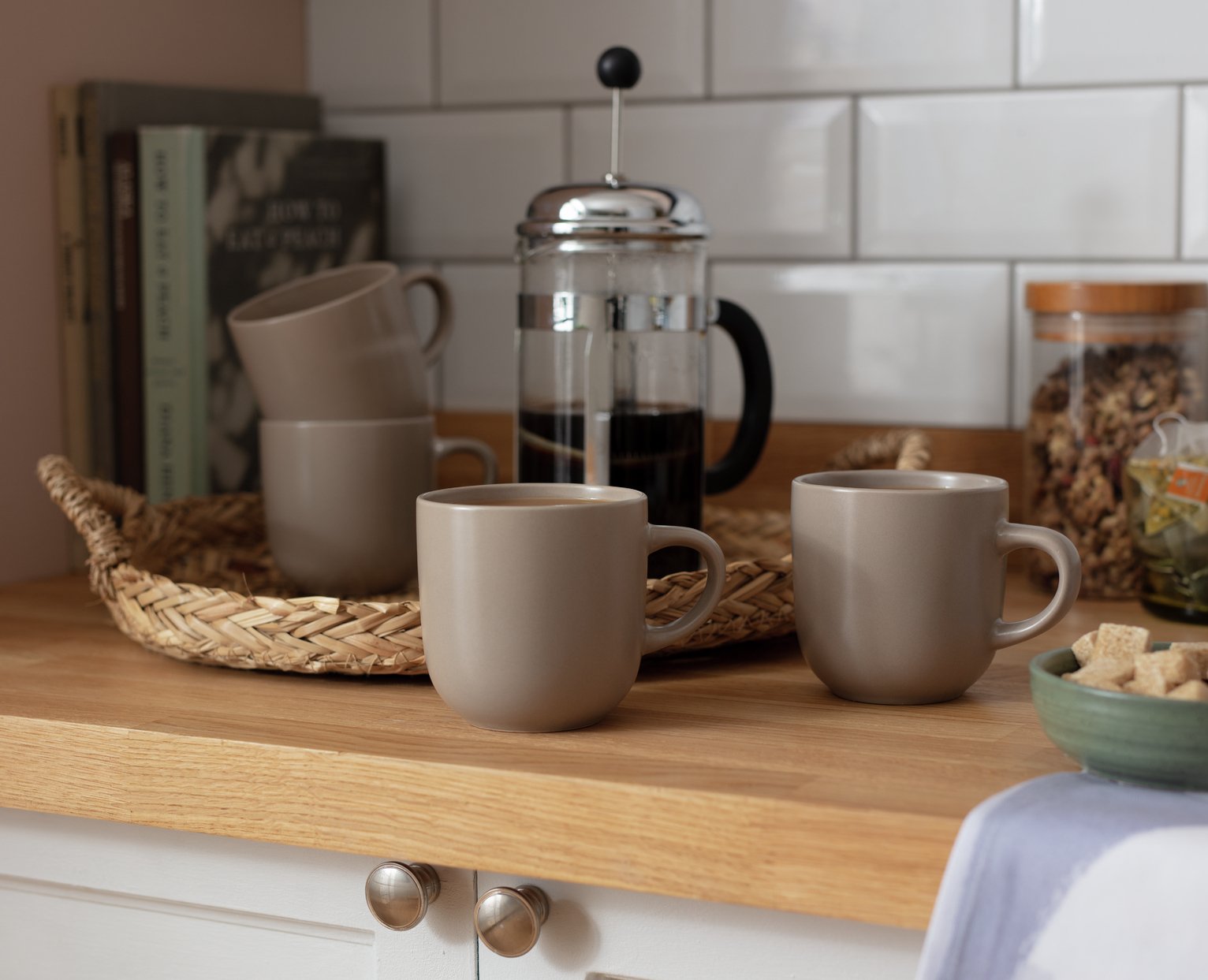 Habitat Set of 4 Mushroom Mugs - Matte Grey