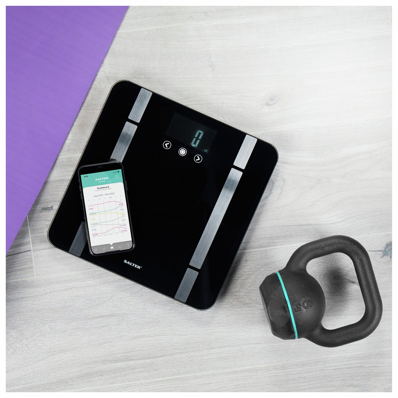 Salter Bluetooth Smart Analyser Bathroom Scale - Black