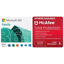 Microsoft 365 Family 6 People and McAfee Unlimited Devices