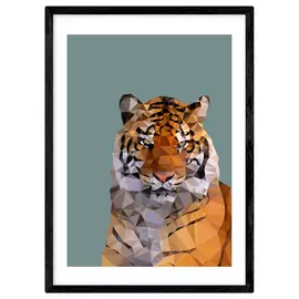 East End Prints Abstract Tiger Face Framed Wall Art - A2