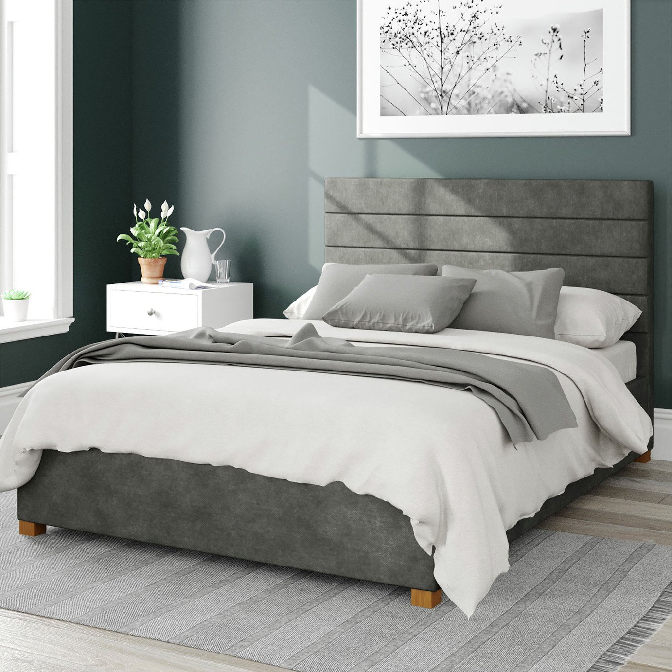 Aspire Kelly Linen Ottoman Bedframe