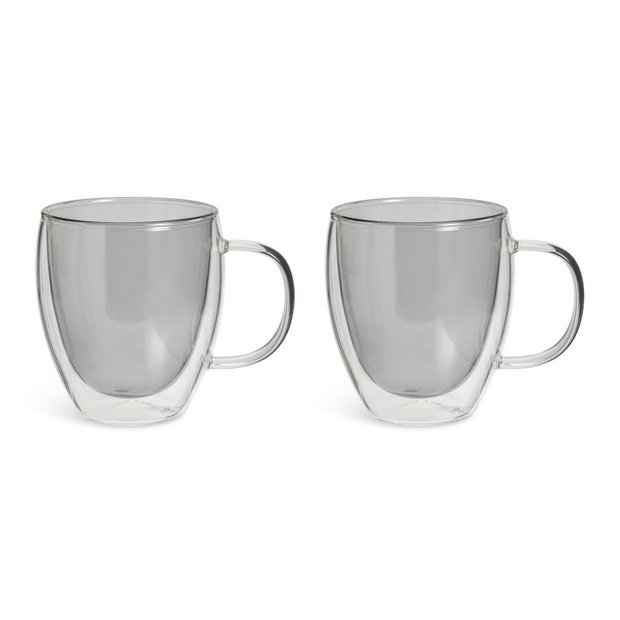 Buy Habitat Double Walled Set of 2 Coffee Cup - Grey