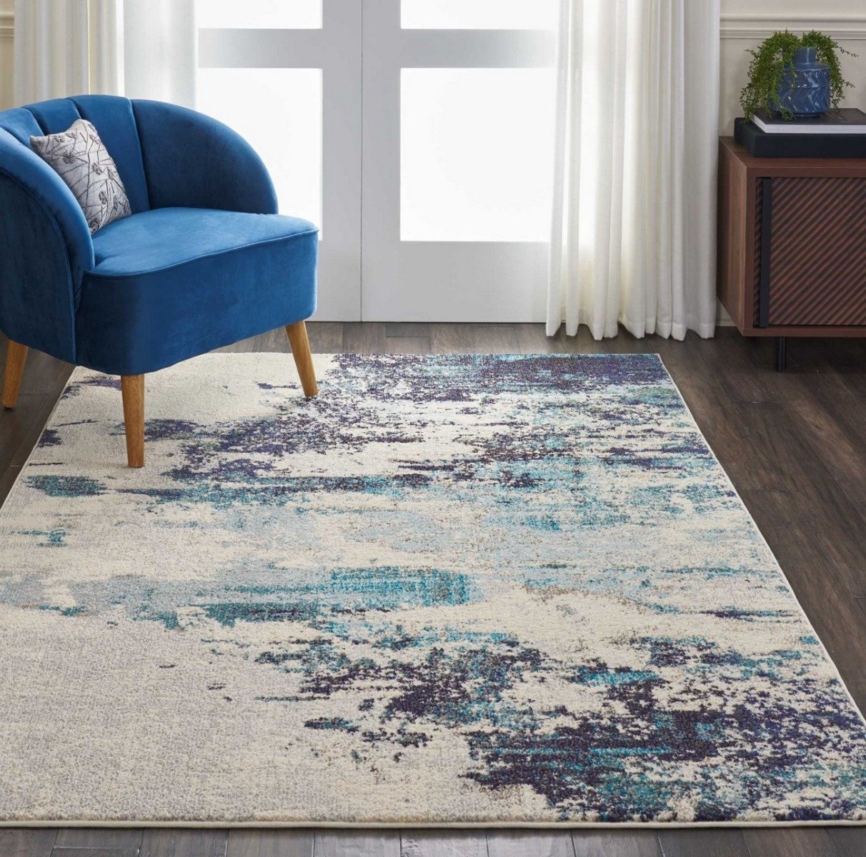 Mega Flooring Blue Modern Abstract Rug - 66 x 114cm