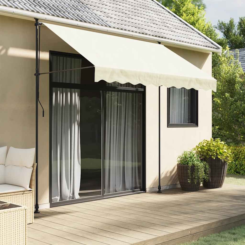 Walplus Polyester Retractable Awning - Cream - 300 x 150 cm