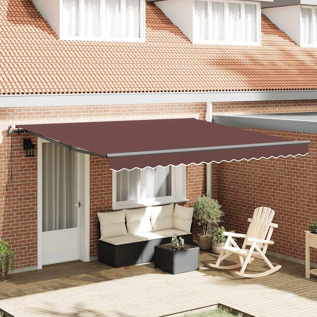 Walplus Manual Polyester Awning - Brown Anthracite Frame - 400x300 cm