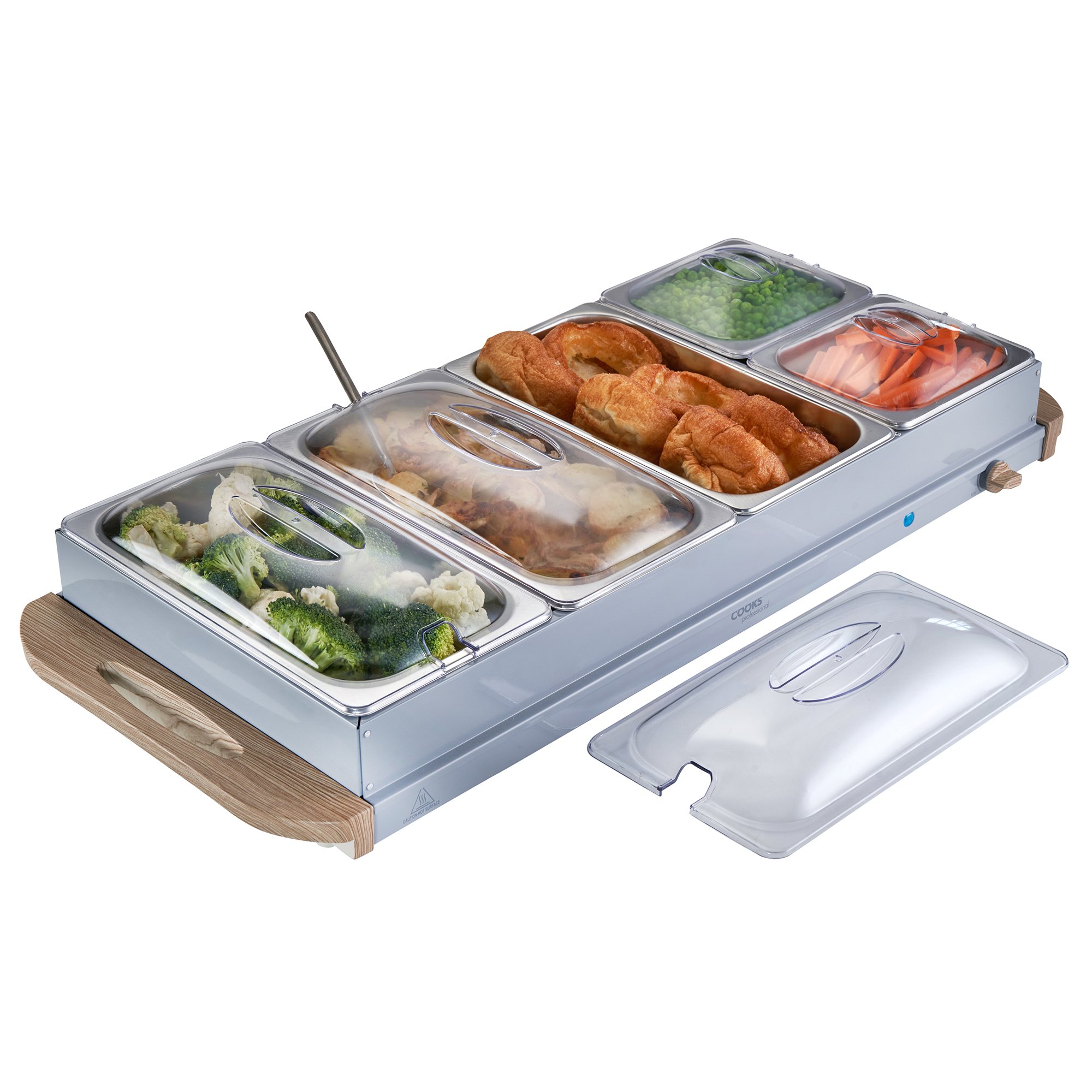 Cooks Professional 5 Section Buffet Warmer 9.6L with Hotplate Function - Grey