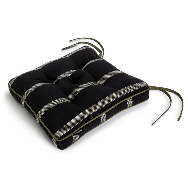 Buy Habitat Woven Stripe Pack of 2 Seat Cushion Black Seat pads Argos