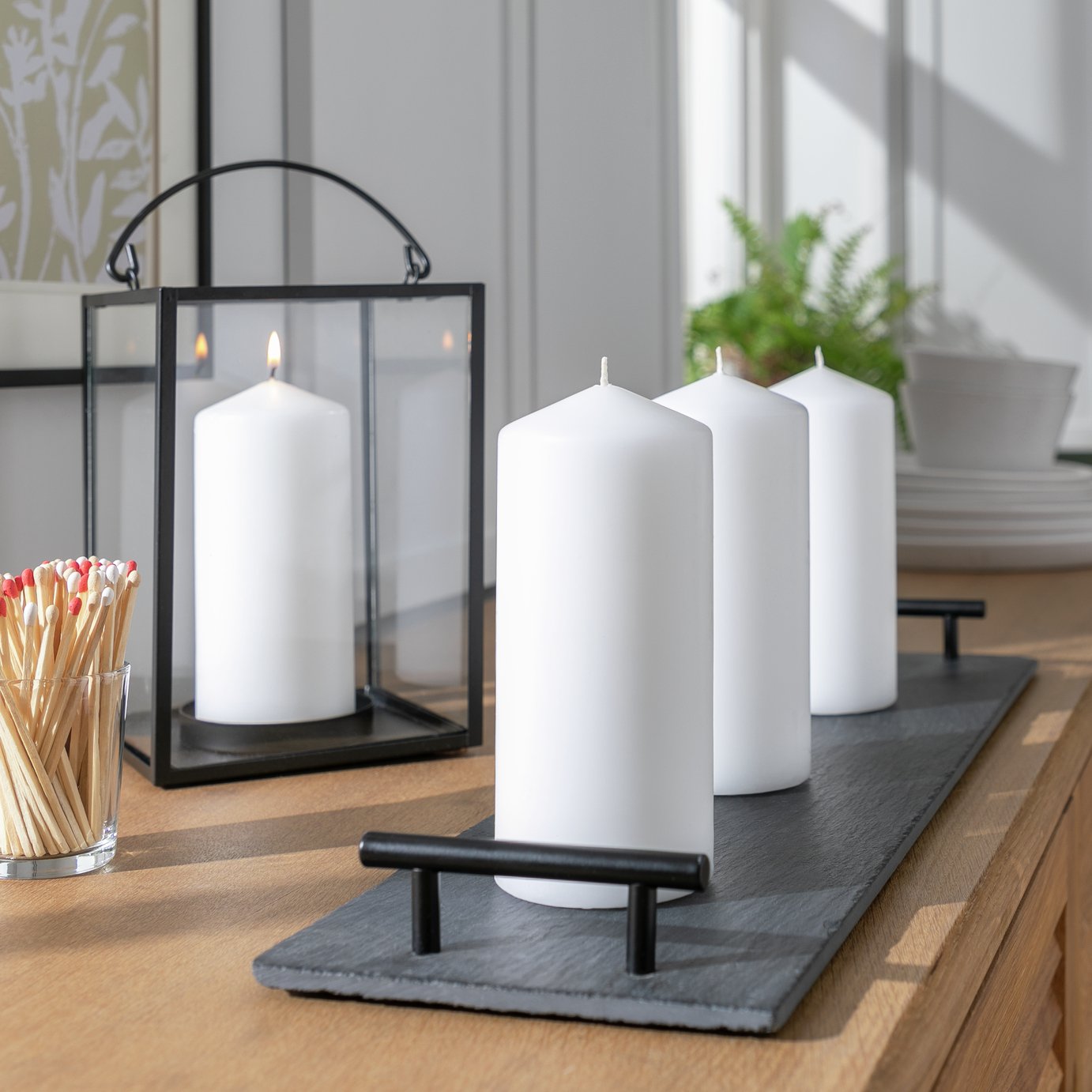 Habitat Pack of 4 Pillar Candle - Unscented