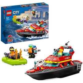 LEGO City Fire Rescue Boat Toy, Floats on Water Set 60373