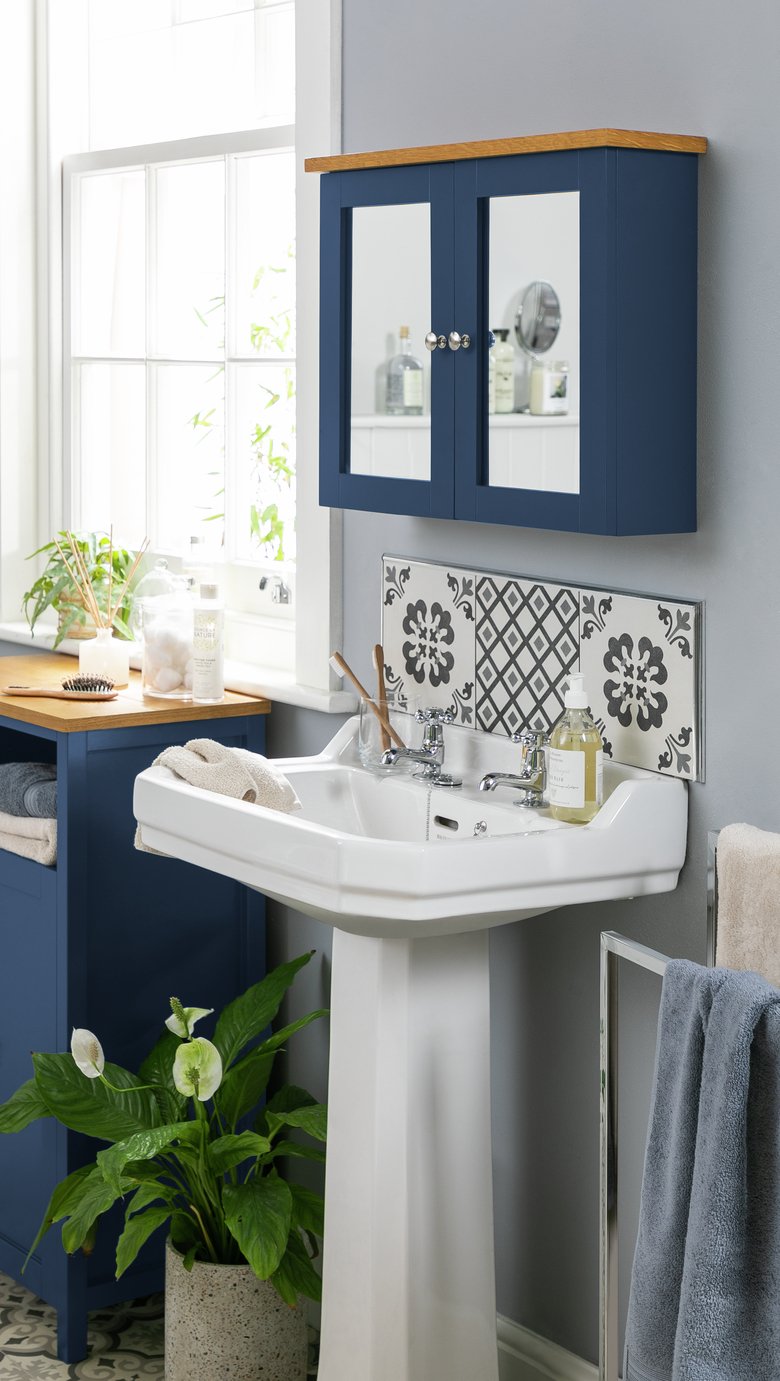 Argos Home Livingston Double Mirrored Wall Cabinet - Blue