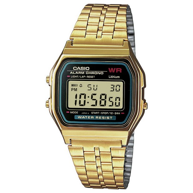 Casio lcd gold stainless steel bracelet watch on sale