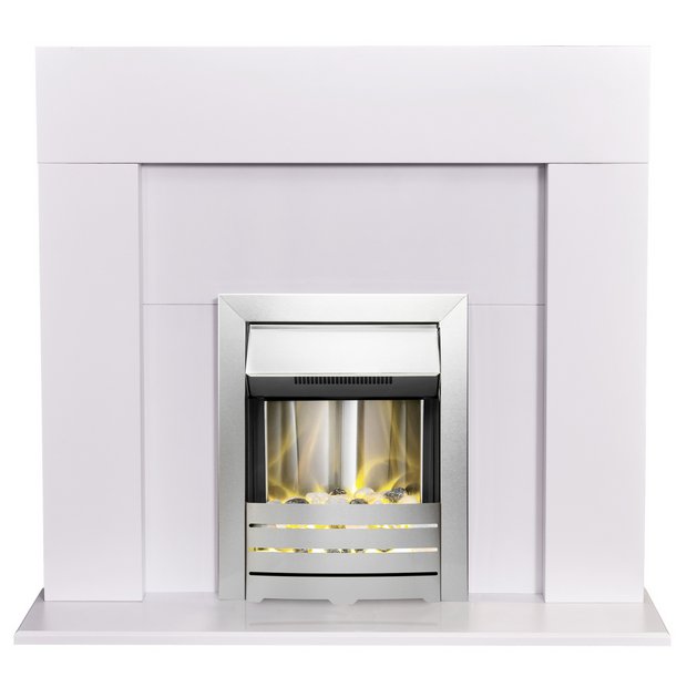 Buy Adam Miami Electric Fire Suite with Helios Inset - White | Electric  fires | Argos