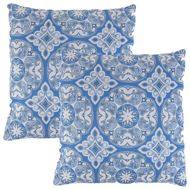 Buy Streetwize Jacquard Outdoor Cushion Blue - Pack of 4 | Outdoor cushions  | Argos